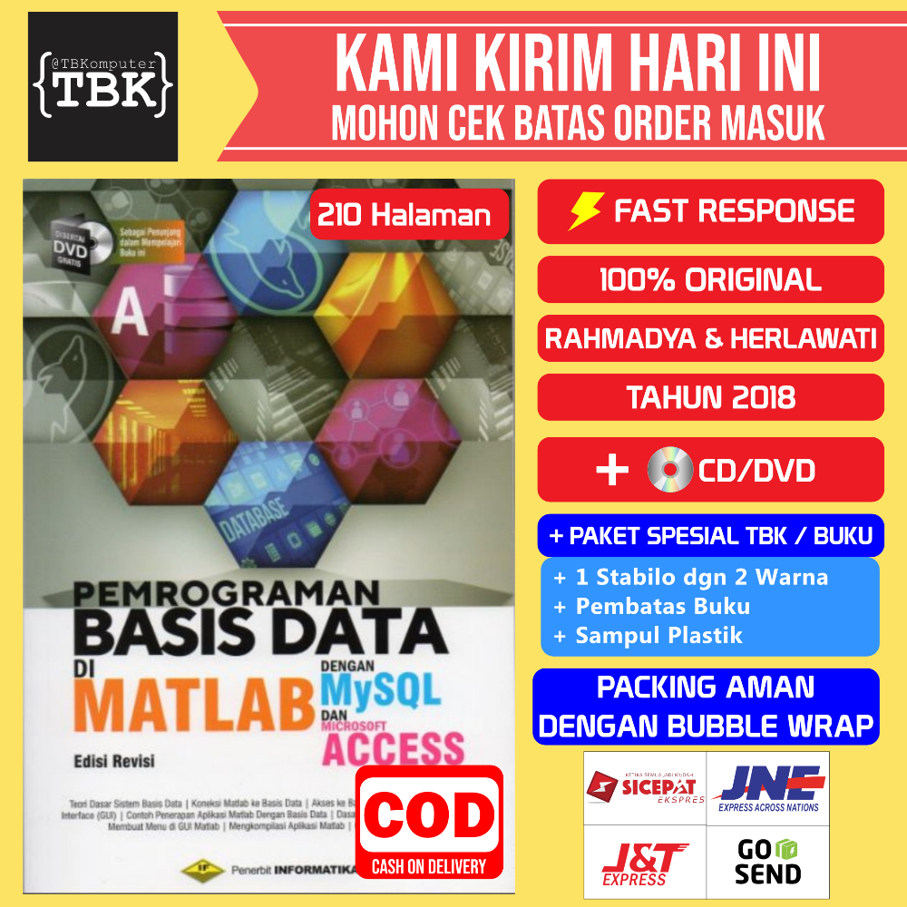 Jual BUKU PEMROGRAMAN BASIS DATA DI MATLAB DENGAN MYSQL DAN MICROSOFT ...