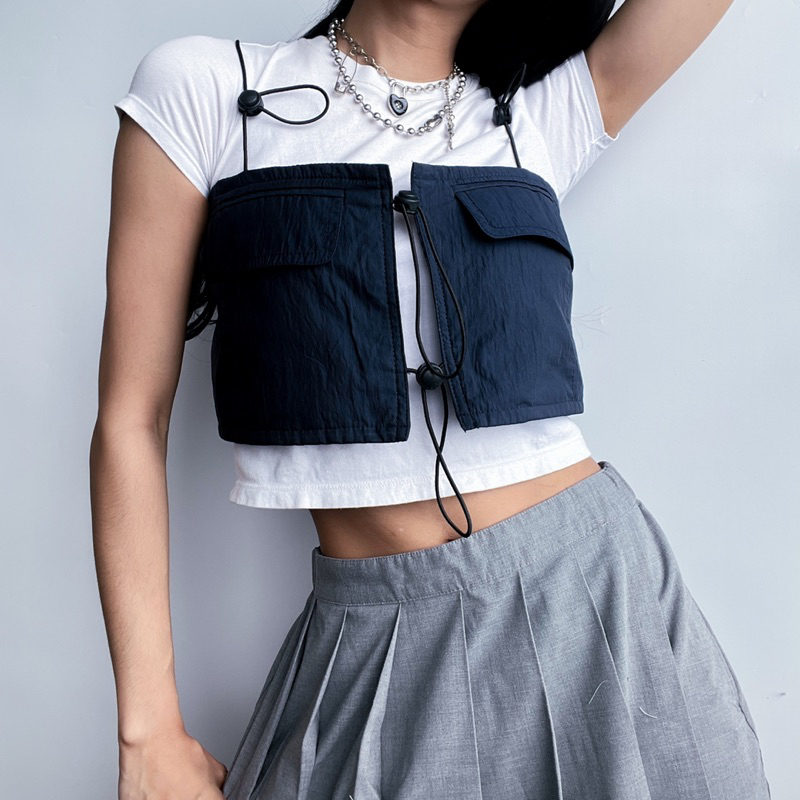 Jual REWORKED - Strings Top (Navy Parachute) | Shopee Indonesia