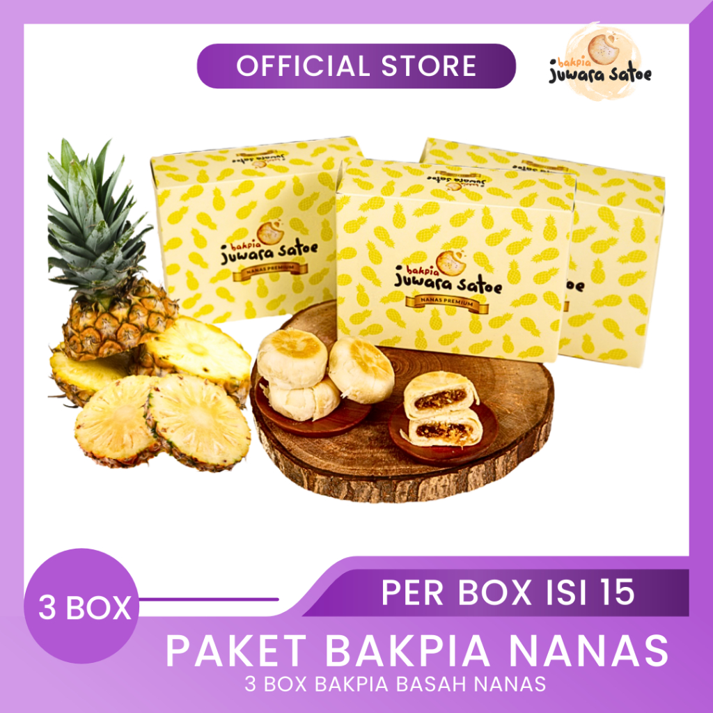 Jual Bakpia Juwara Satoe [ 3 Box ] Paket Bakpia Basah Nanas Oleh Oleh