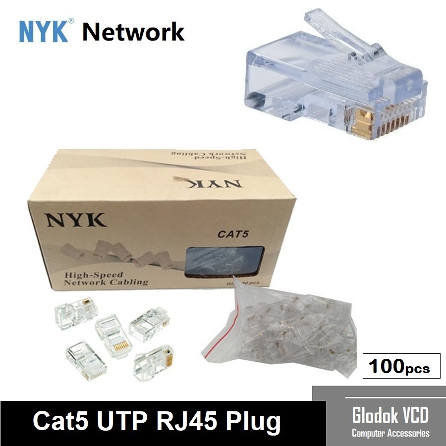 Jual NYK Konektor Modular Plug Rj45 Cat5 100pcs | Shopee Indonesia