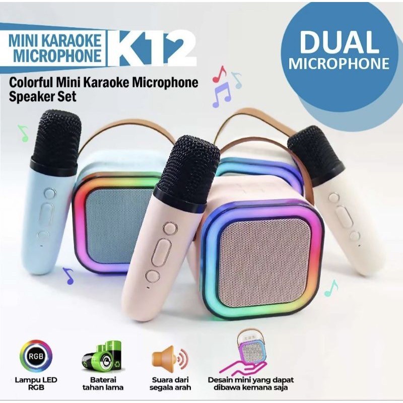 Jual Speaker Karaoke RGB Portable Fleco K12 Bluetooth 5.1 Bonus 2 Mic ...