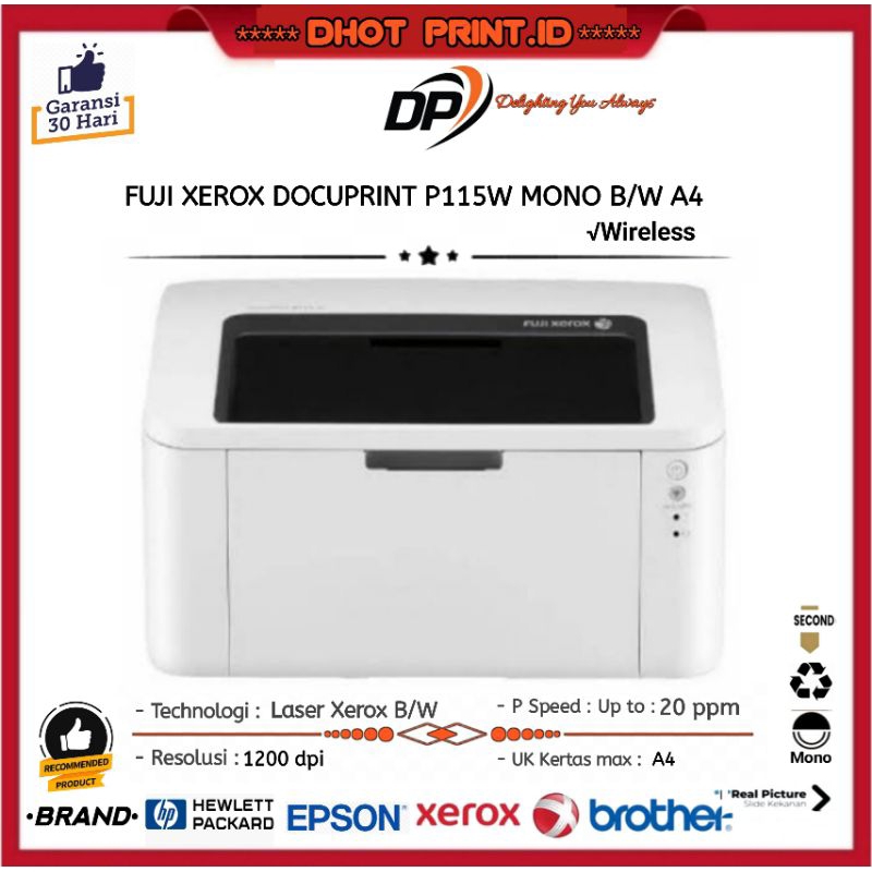 Jual Printer Fuji Xerox DocuPrint P115W Mono B/w Wireless | Shopee ...