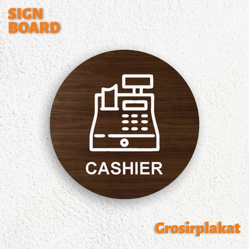 Jual Signage Cashier Sign Board Kayu Print Wooden Label Kasir Cafe ...