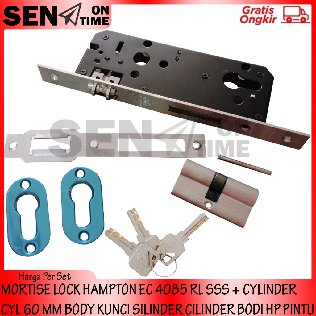 Jual MORTISE LOCK BODY KUNCI HAMPTON EC 4085 RL SSS + CYLINDER CYL 60 ...