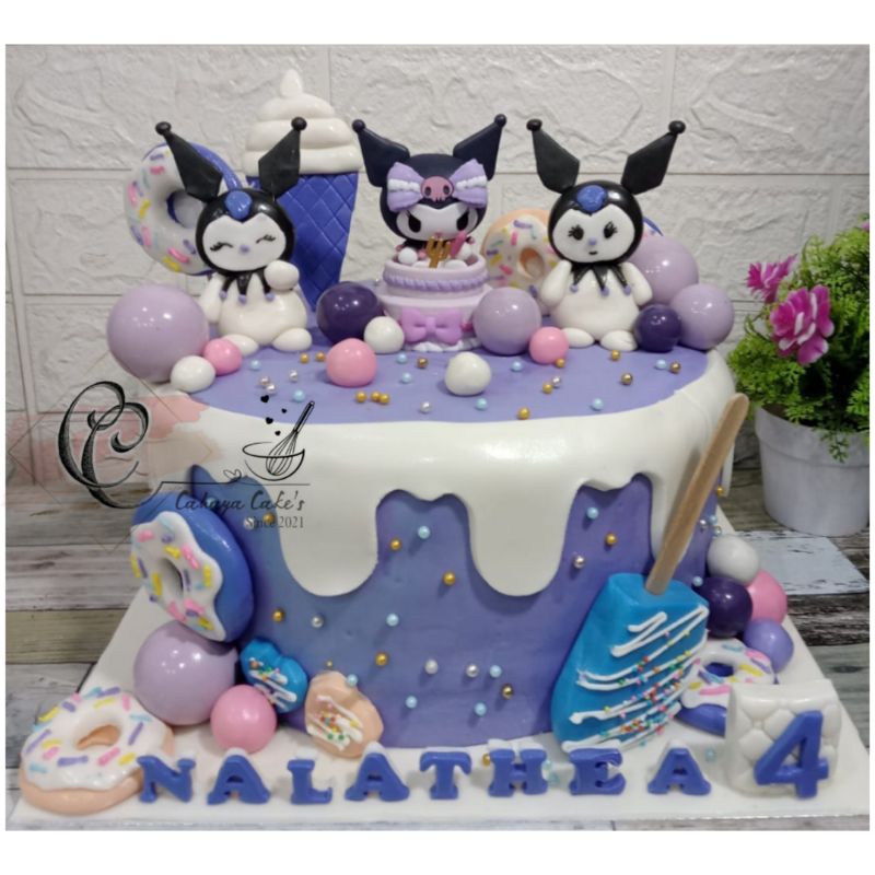Jual Kuromi Cake / Kue Ulang Tahun Kuromi / Kue Ultah Kuromi Fondan