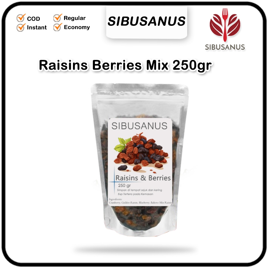 Jual Raisin Mix Berry 250gr Cranberry Blueberry Golden Raisin Kismis ...
