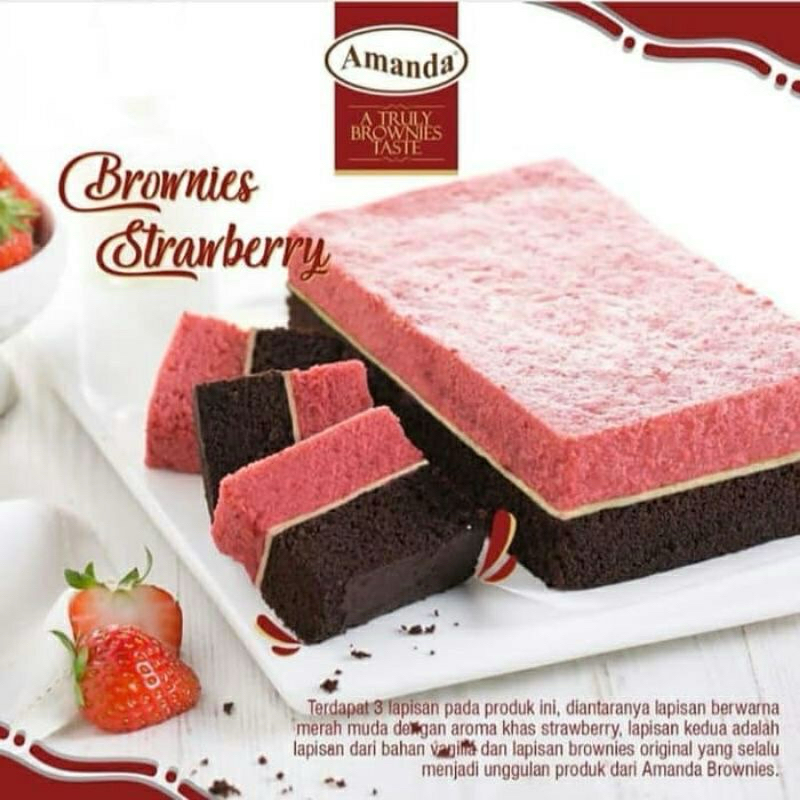 Jual Brownies Kukus Strawberry Original Amanda Bandung/ Cemilan Snack