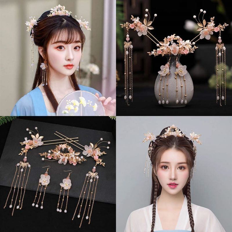 Jual 1 Set Aksesoris Jepit Rambut Hanfu Tradisional Tusuk Konde Sangjit ...