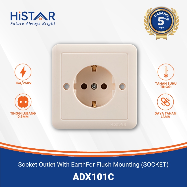 Jual HISTAR Socket Outlet For Flush Mounting / Stop Kontak Arde Inbow ...