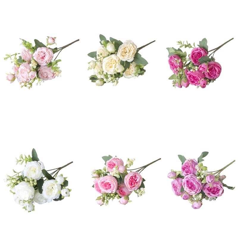 Jual PEONY 5 CABANG KOMBINASI MINI ROSE ARTIFICIAL FLOWER BUNGA PEONY ...