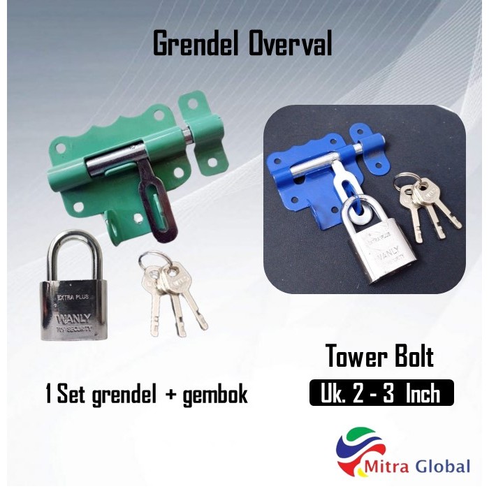Jual Paket Grendel Overval Murah Slot Gembok Warna / Slot Pintu Gudang ...