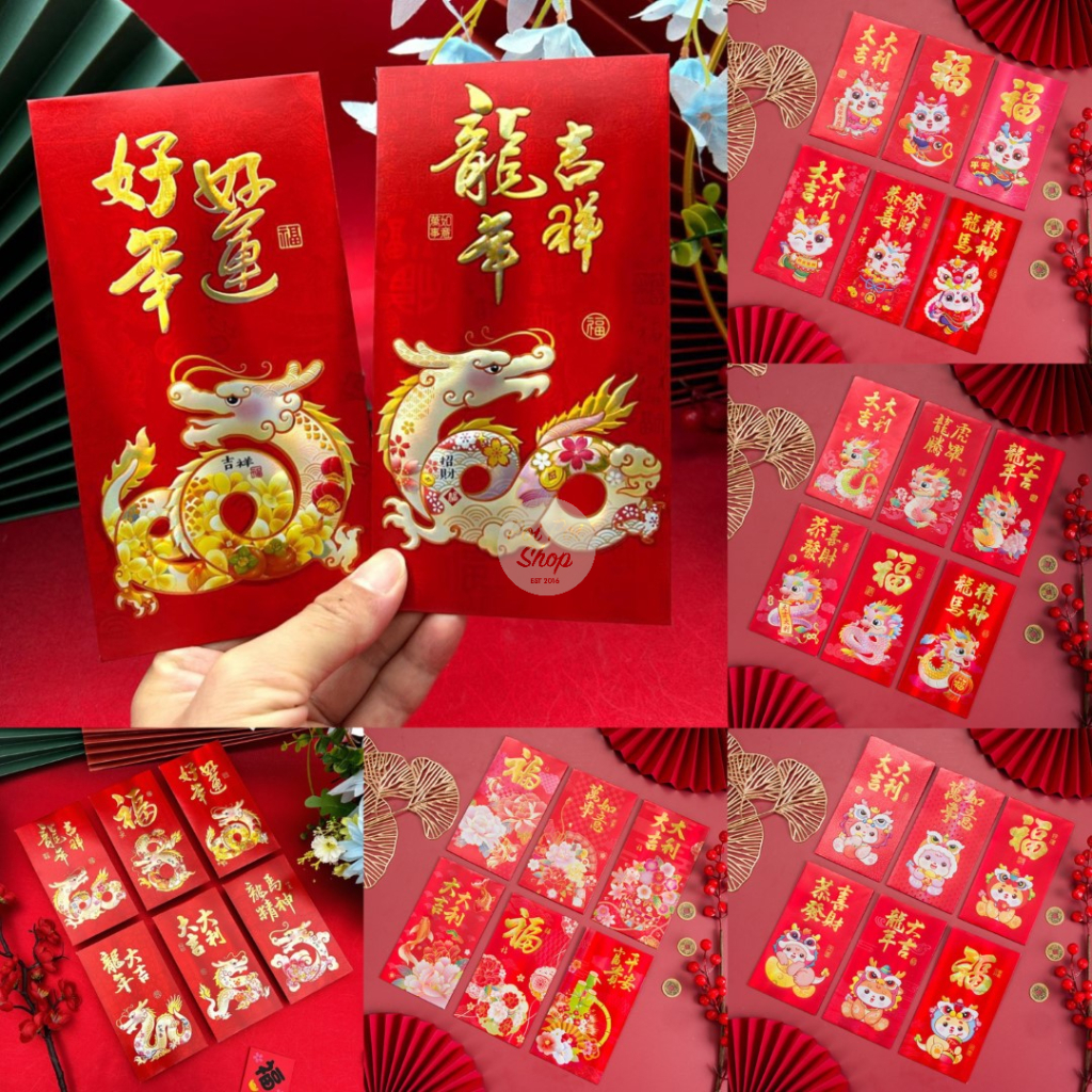 Jual Angpao Imlek Naga 2024 Glossy Merah 3D Premium Panjang YNXRX 3D ...