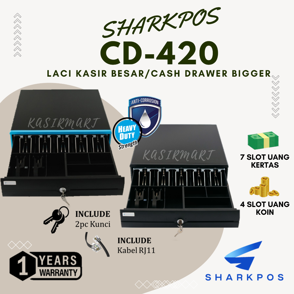 Jual Laci Uang Sharkpos CD420 Cash Drawer CD408 CD408 Kotak Uang