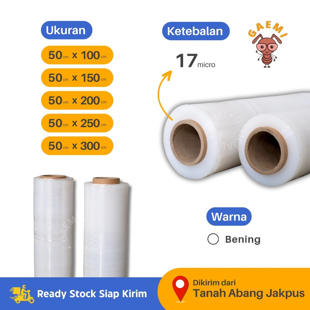 Jual Plastik Wrapping Bening 50cm x 100 Meter 17 Micron | Plastik ...