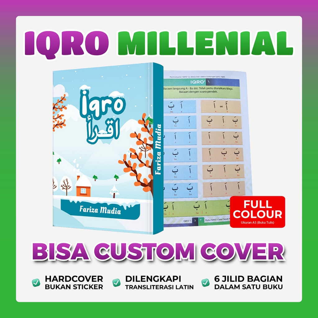 Jual Buku Iqro Edisi Milenial Anak | Iqro 1 - 6 | Custom Hard Cover NEW ...