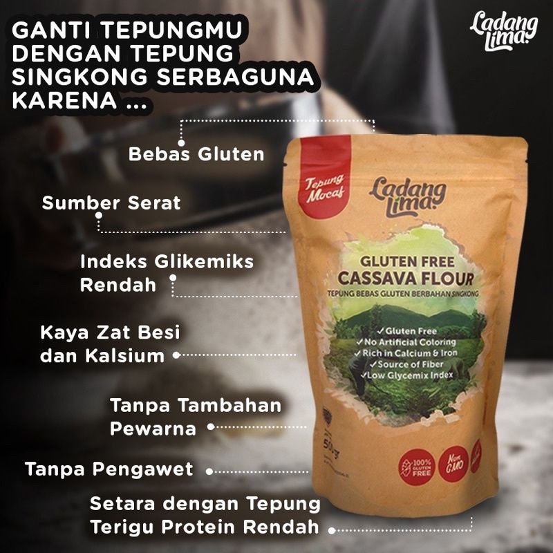 Jual Ladang Lima TEPUNG MOCAF 1kg Tepung Singkong Tapioka Gluten Free
