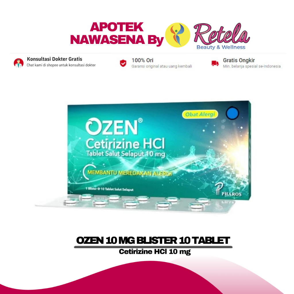 Jual Ozen Mg Blister Tablet Cetirizine Anti Histamine Anti Alergi Shopee Indonesia