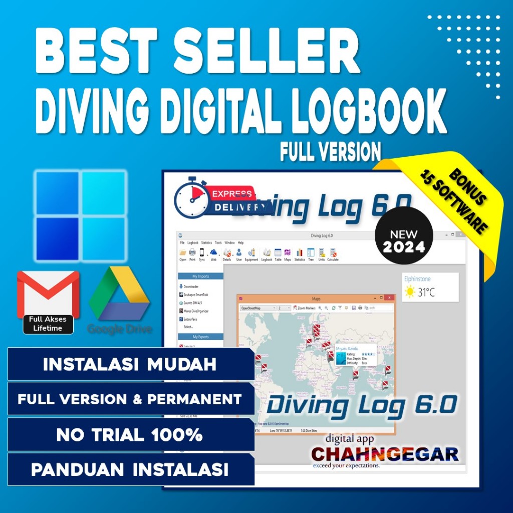 Jual Software DIVING Log 2024 Full Lisensi Lifetime Scuba Log, Scuba