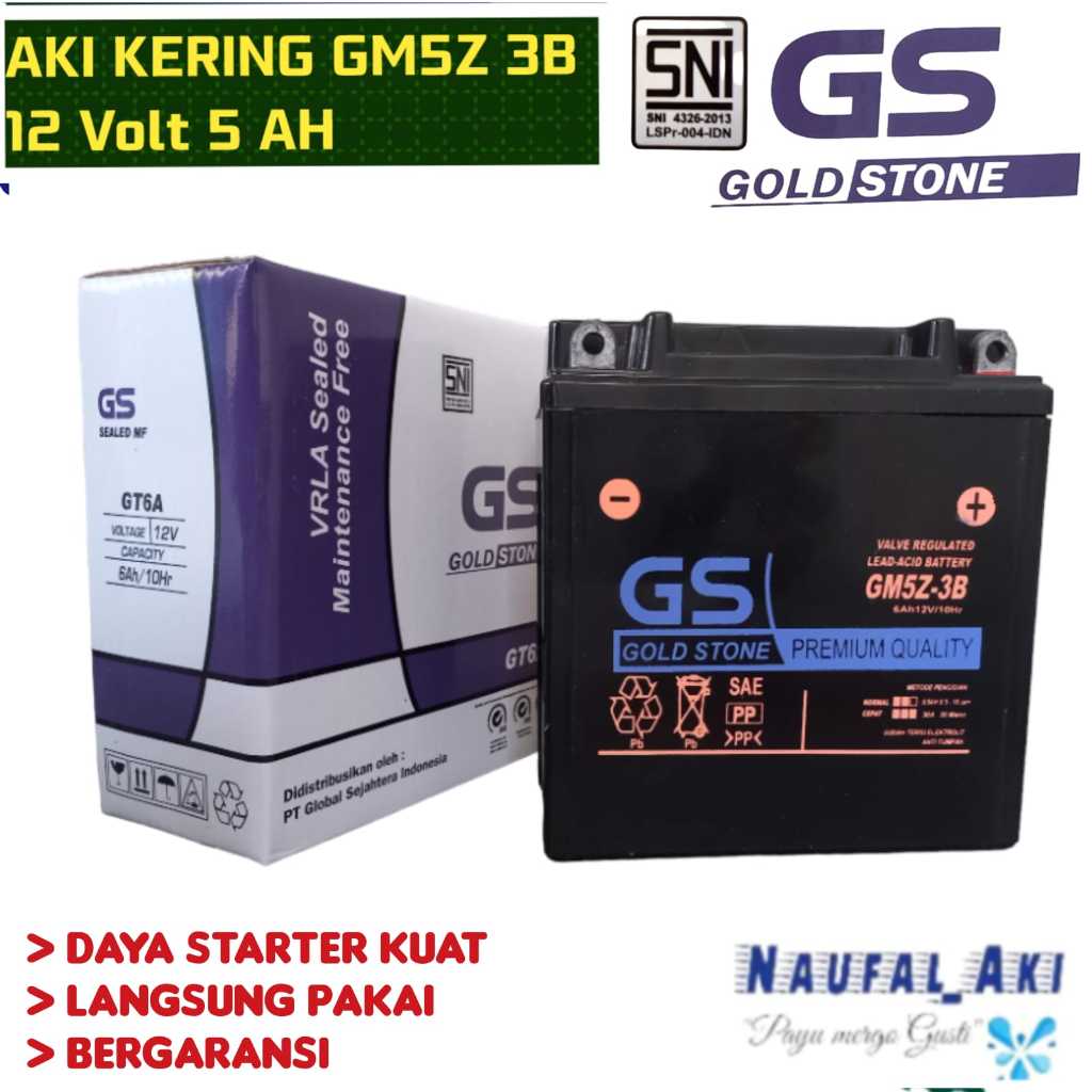 Jual Aki Motor Yamaha FIZ R GSJ GM5 3B Aki Kering Langsung Pasang
