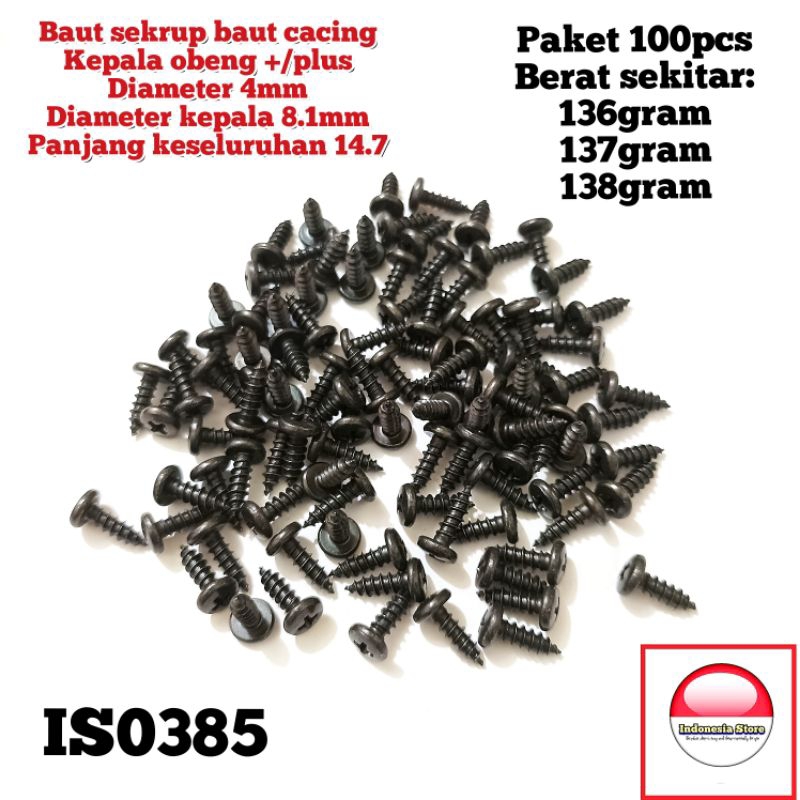 Jual Pcs Baut Sekrup Baut Cacing Kepala Obeng Plus Diameter Mm Diameter Kepala Mm