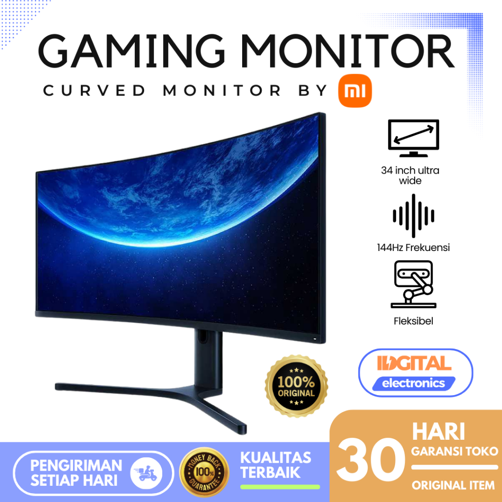 Jual monitor gaming 144hz Xiaomi Mi 34 Inch Ultra Wide 144Hz FreeSync