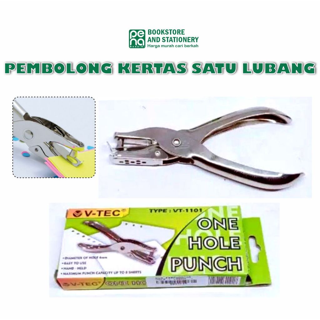 Jual Pelubang Kertas V Tec 1 Hole Vt 1101 One Hole Punch Pembolong