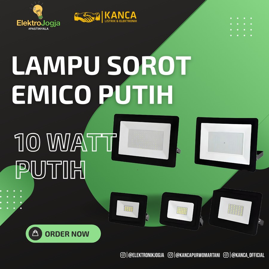 Jual EMICO LAMPU SOROT LED 10W LED FLOOD LIGHT 10W OUTDOOR PUTIH ...