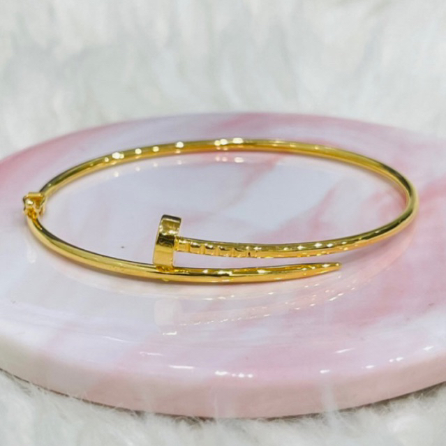 Jual Gelang emas stylish 20K model paku permata silang terbaru Shopee