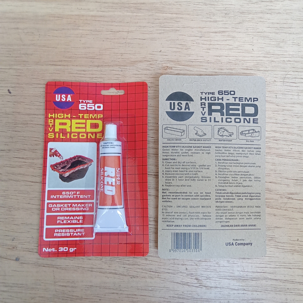 Jual Red Silicone High Temp Tahan Panas / Lem Gasket RTV USA 30 gr ...