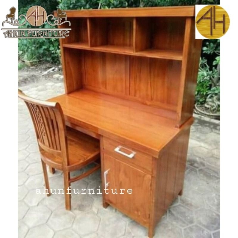 Jual meja belajar,meja kerja dan kursi belajar jati minimalis | Shopee ...