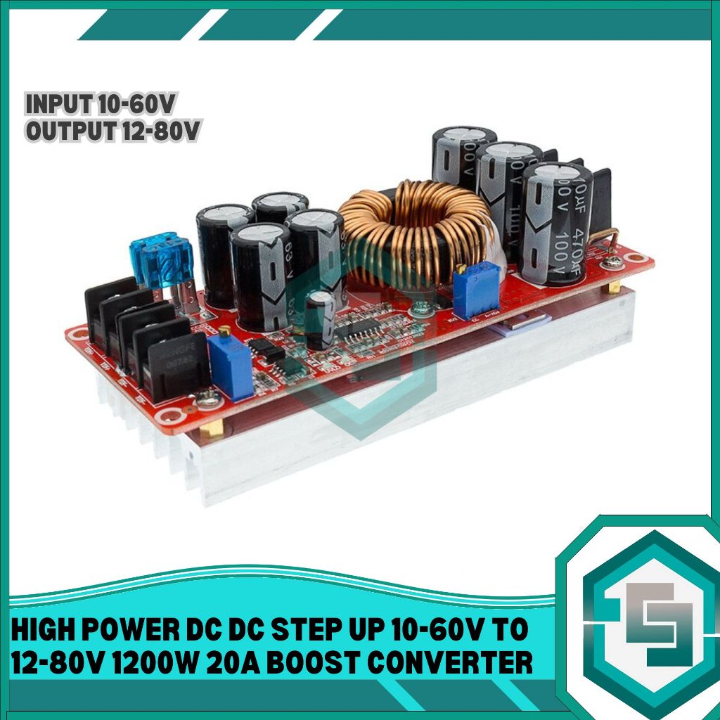 Jual HIGH POWER DC DC STEP UP 10-60V TO 12-80V 1200W 20A BOOST ...