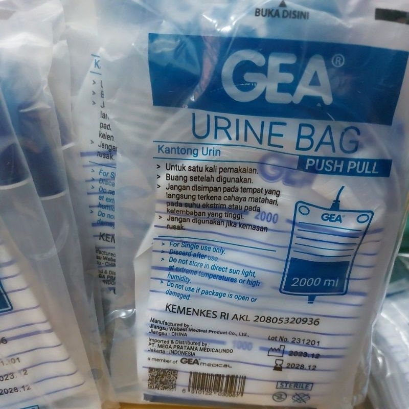 Jual Urine Bag Kantong Urin Gea Push Pull Per Pack Pcs Shopee