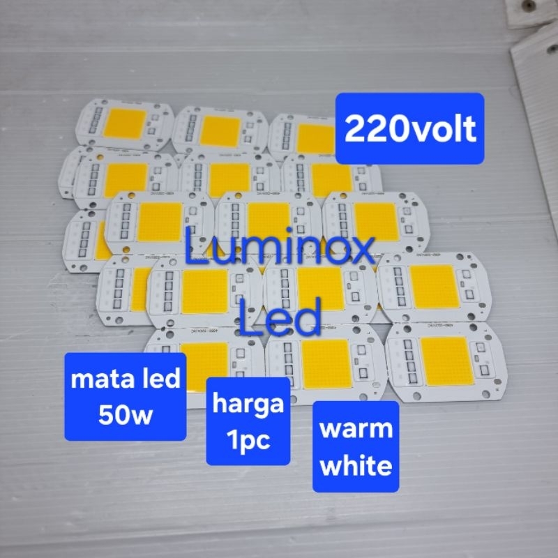 Jual mata led kuning 50w 50watt 220volt / chip pju cobra dan sorot cob ...