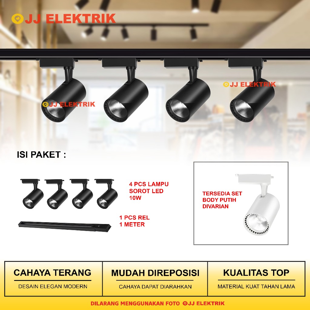 Jual Paket Lampu Rell Track Led Sorot Lampu Sorot Tracklight Rel Spotlight W Watt