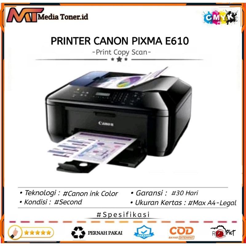 Jual Printer Canon pixma E610 Multifungsi Print Scan Copy Fax | Shopee ...