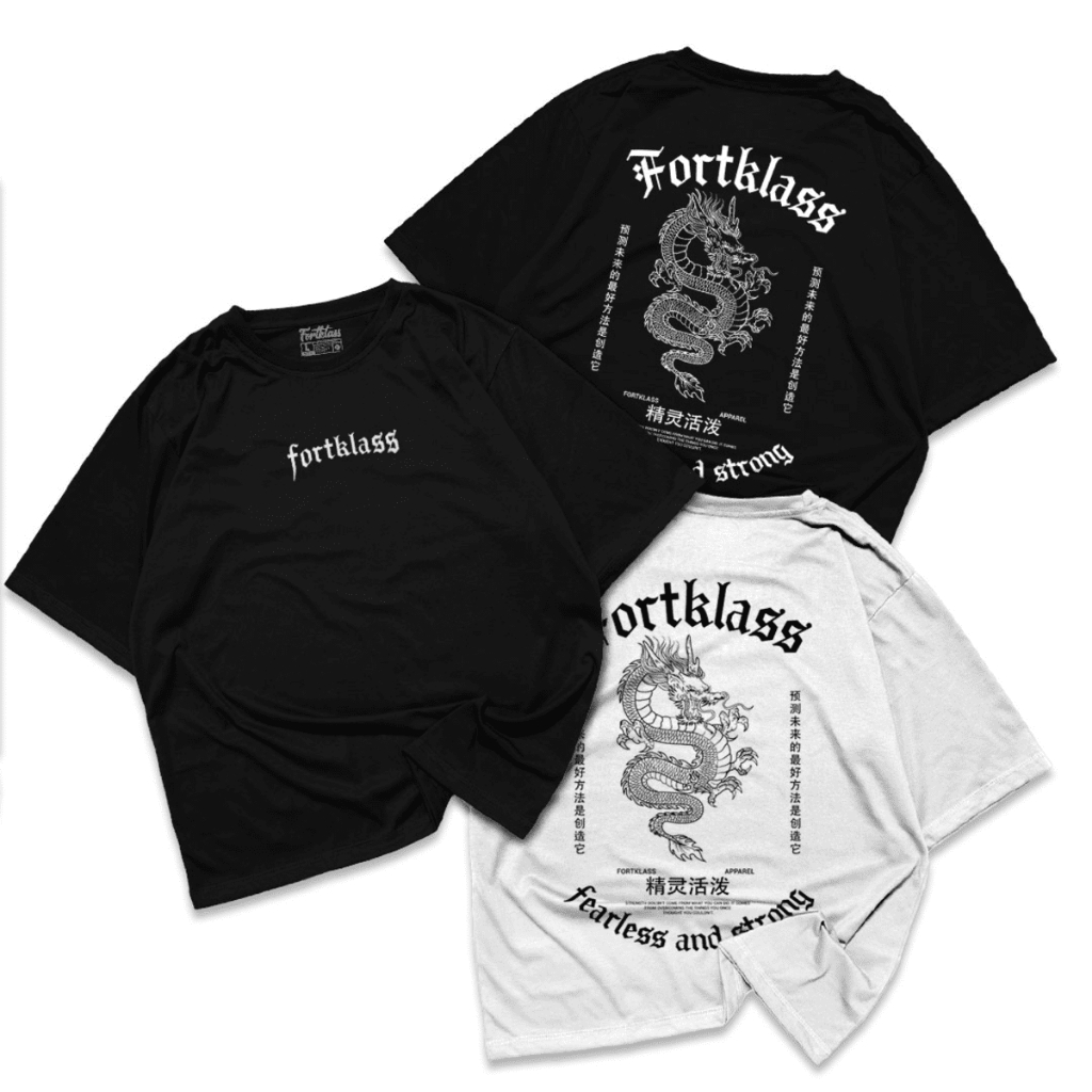 Jual FortKlass Kaos Oversize FEARLESS T-Shirt Cowok Premium Kaos Pria ...