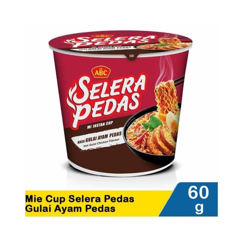 Jual Abc Selera Pedas Mie Instan Cup Rasa Gulai Ayam Pedas Kemasan Isi Gram Shopee Indonesia