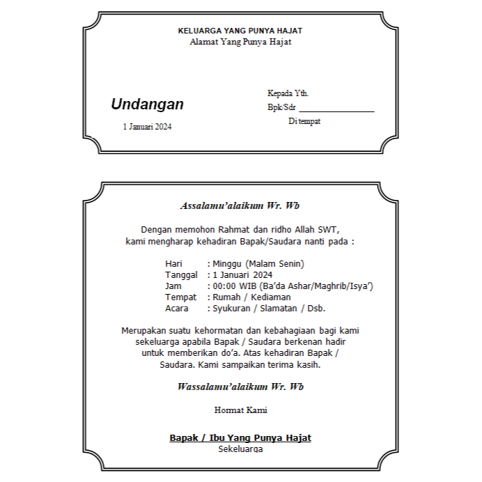 Jual file pdf & docx undangan walimatul khitan ursy pernikahan tahlil