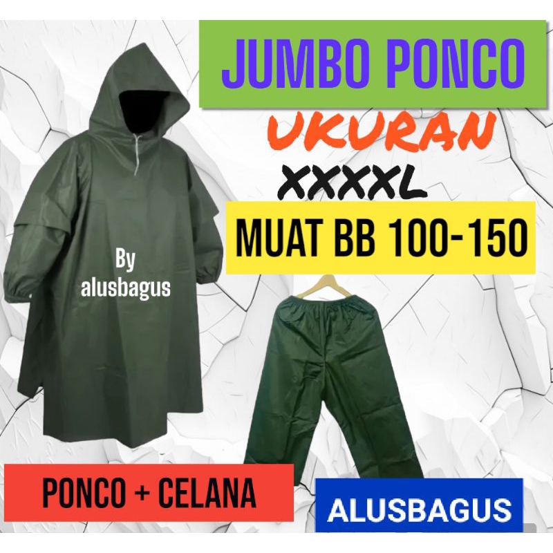 Jual Jas Hujan Super Jumbo Ponco Celana Kelelawar Pria Wanita Xxxxl Muat Sampe Bb Kg