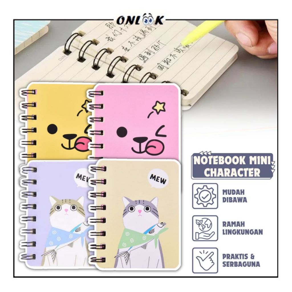 Jual Buku Catatan Kecil Bergaris Motif Lucu A7 / Notebook Cute Mini ...