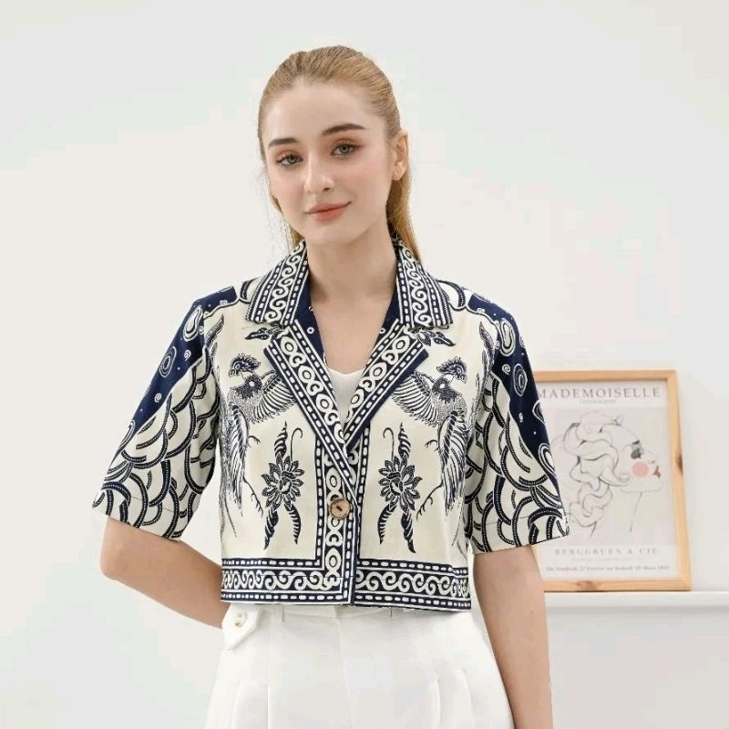 Jual BLAZER / ROMPI BATIK CROP KOREAN STYLE #316 | Shopee Indonesia