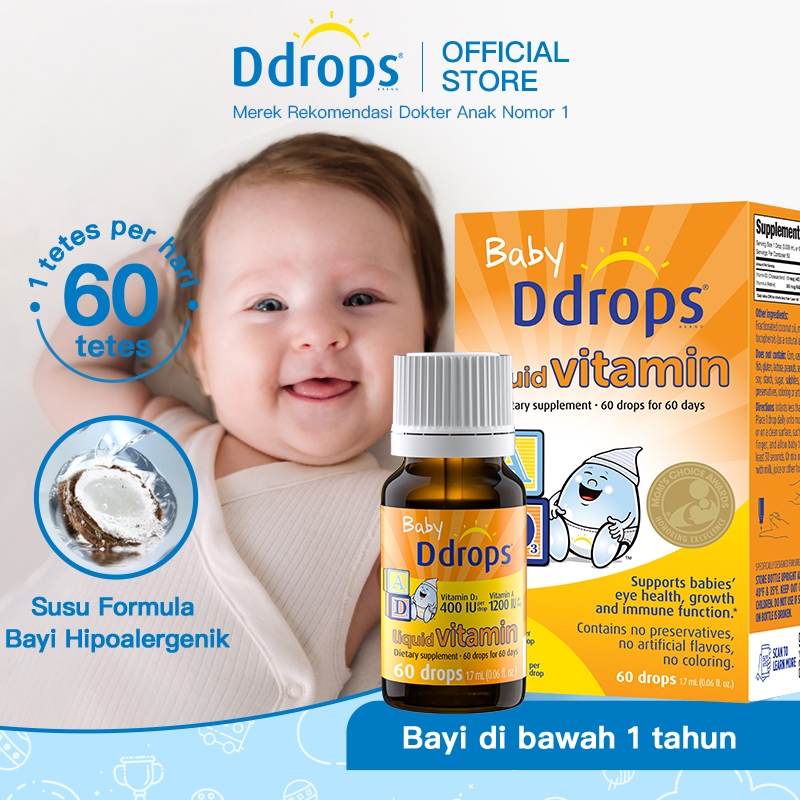 Jual Baby Ddrops Liquid Vitamin D3 400IU Vitamin A 1200IU Suplemen ...