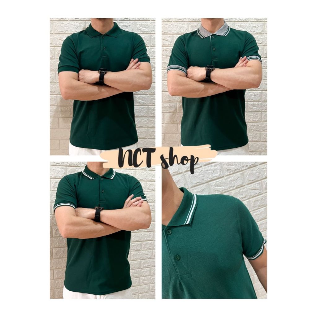 Jual Polo Shirt HIJAU BOTOL / PoloShirt / Kaos Kerah Polos Kombinasi ...