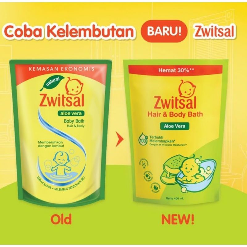 Jual Zwitsal switsal aloe vera baby bath hair & body 600 ml 450ml ...