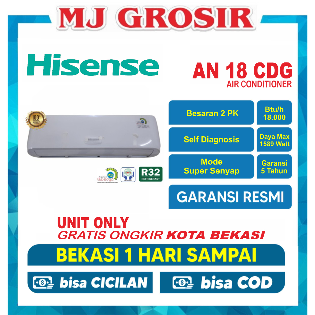 Jual Ac Hisense An 18 Cdg 2 Pk An18cdg R32 Low Watt Unit Only Shopee Indonesia 4492
