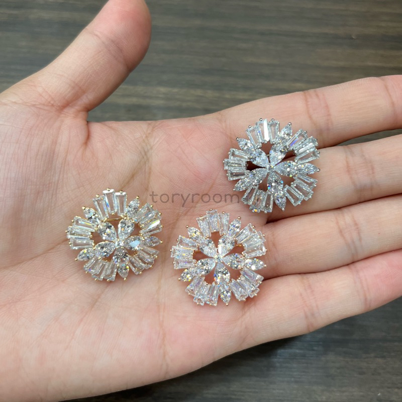 Jual Bros mini dagu bunga kelopak zircon diamond trapezed | Shopee ...