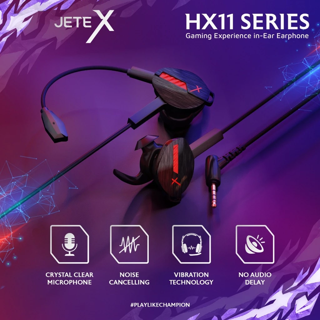 Headset Gaming JETEX HX11 Premium Earphone Gaming Mic With Vibration - Garasi 2 Tahun