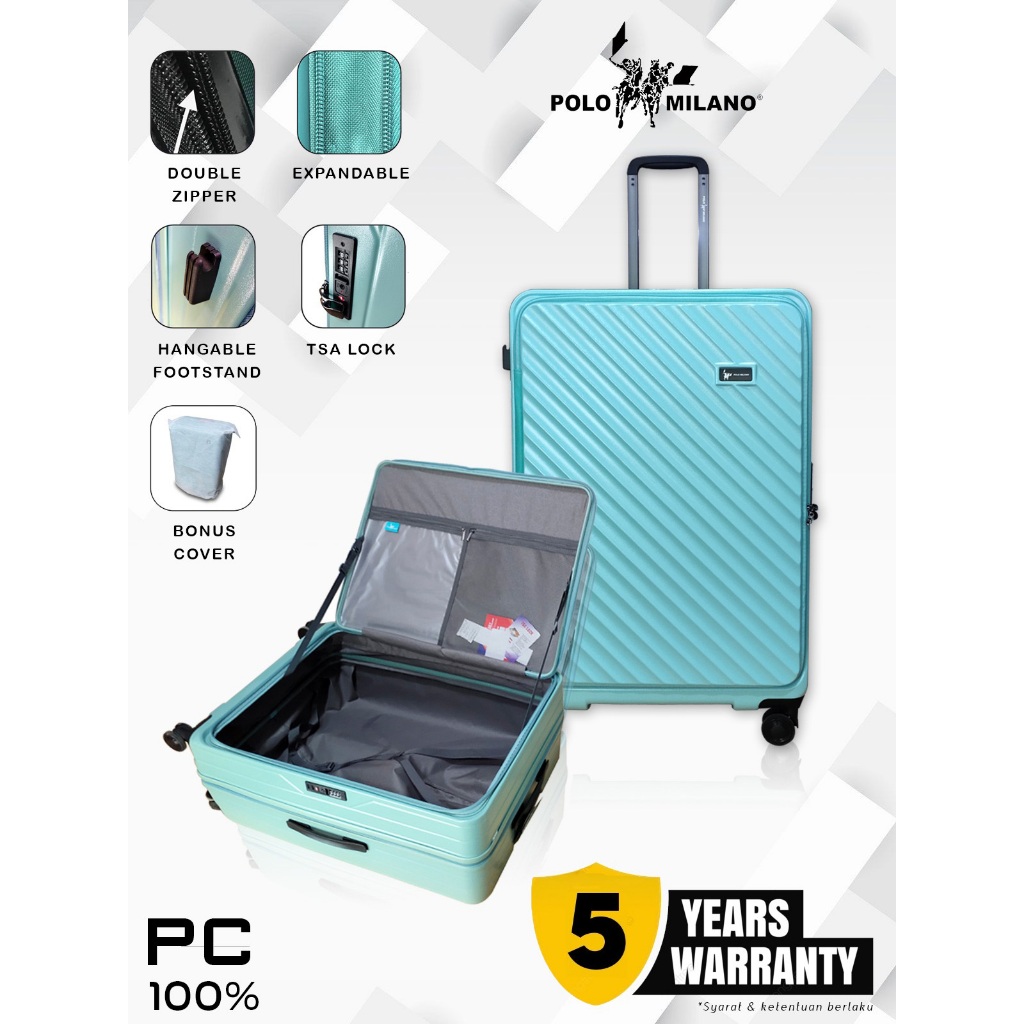 Jual Koper Polo Milano PC 17815 24 Inch TSA Expand Anti Theft Luggage Garansi Resmi Shopee Indonesia