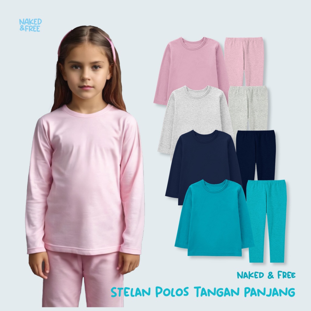 anak naked Jual Naked & Free Piyama Baju Tidur Anak Polos Lengan Panjang Untuk 2-8  Tahun Bahan Cotton Combed 30S | Shopee Indonesia