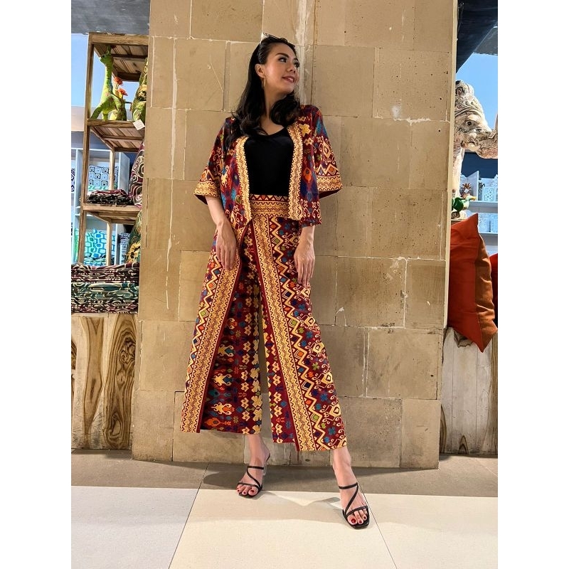 Jual Cap bali Poly Outer Pendek & pants wrap Ceker Maroon | Shopee ...